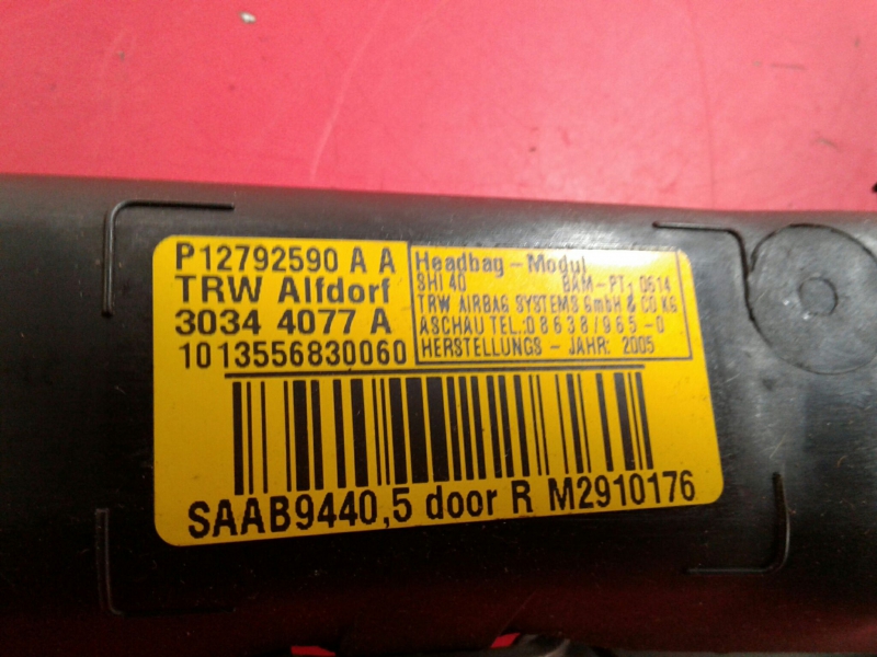 Airbag Rideau Droite SAAB 9-3 Sedan (YS3F) Imagem-1