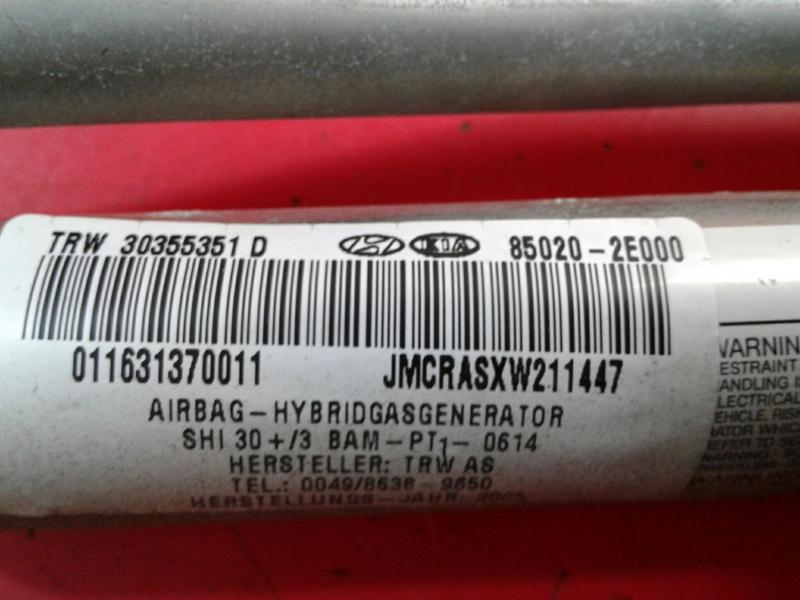 Airbag Rideau Droite HYUNDAI Tucson (JM) Imagem-1