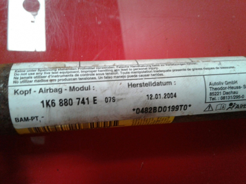 Airbag cortina esquerdo VOLKSWAGEN Golf V (1K1) Imagem-1