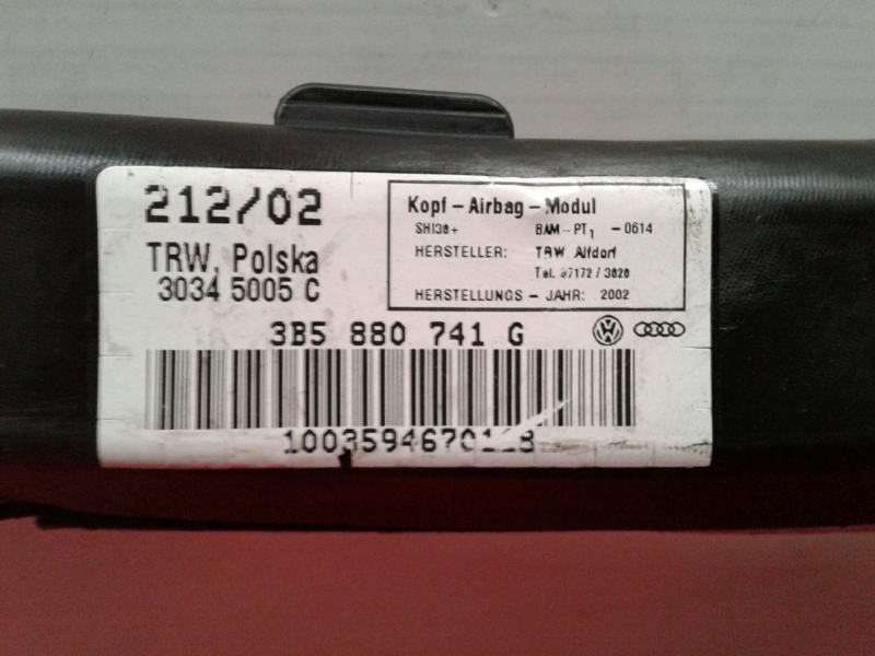 Airbag cortina esquerdo VOLKSWAGEN Passat (3B3) Imagem-1