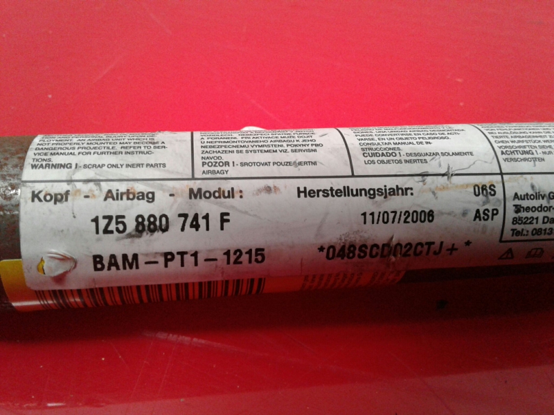 Airbag cortina esquerdo SKODA Octavia II Hatchback (1Z3) Imagem-1