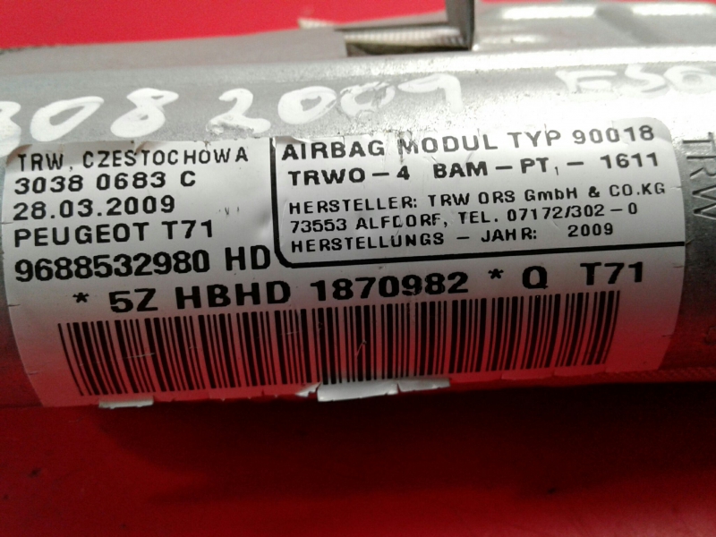 Airbag cortina esquerdo PEUGEOT 308 (4A_, 4C_) Imagem-1