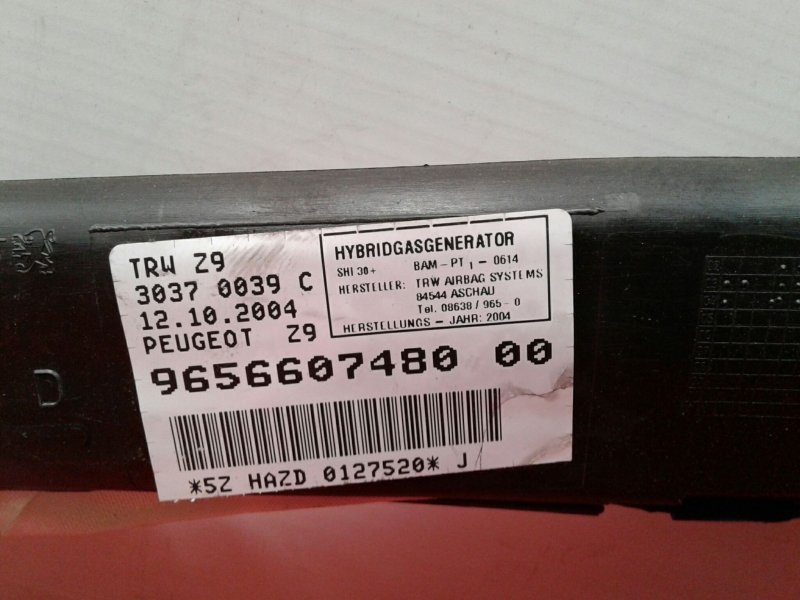 Airbag cortina esquerdo PEUGEOT 607 (9D, 9U) Imagem-1
