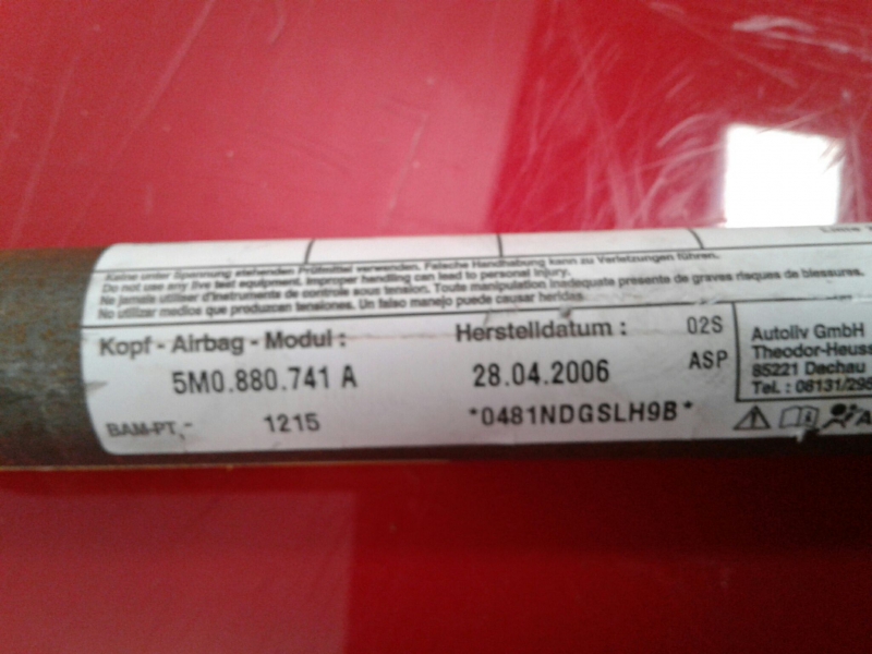 Airbag cortina esquerdo VOLKSWAGEN Golf Plus (5M1, 521) Imagem-1