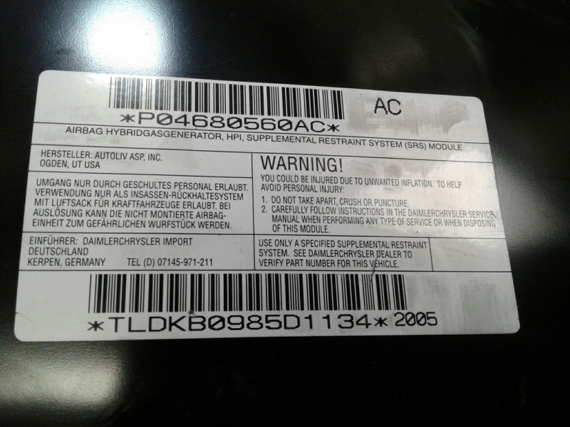 Airbag Rodilla CHRYSLER Voyager IV (RG, RS) Imagem-2