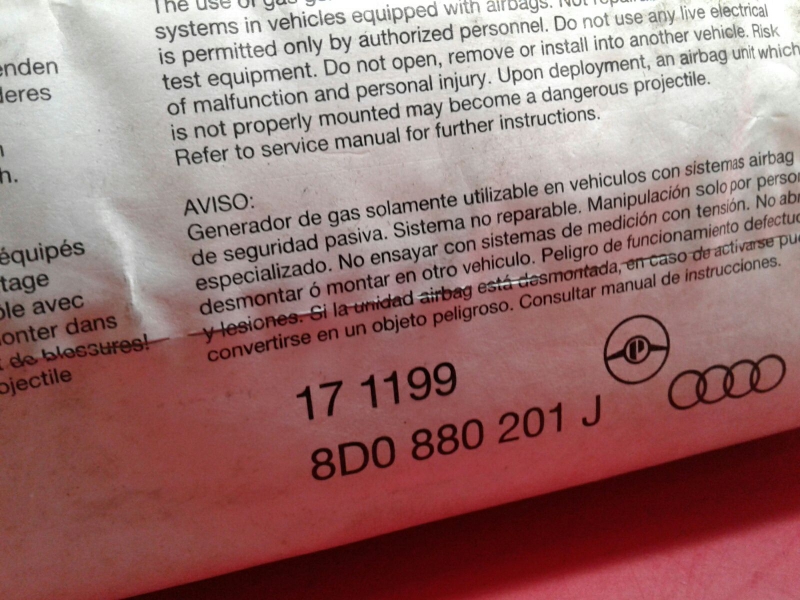 Airbag Kit AUDI A4 (8D2, B5) Imagem-2