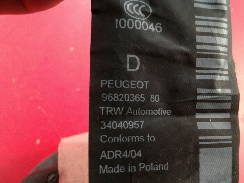 Pretensor cinturón Delantero Derecho PEUGEOT 3008 I (0U_) Imagem-2