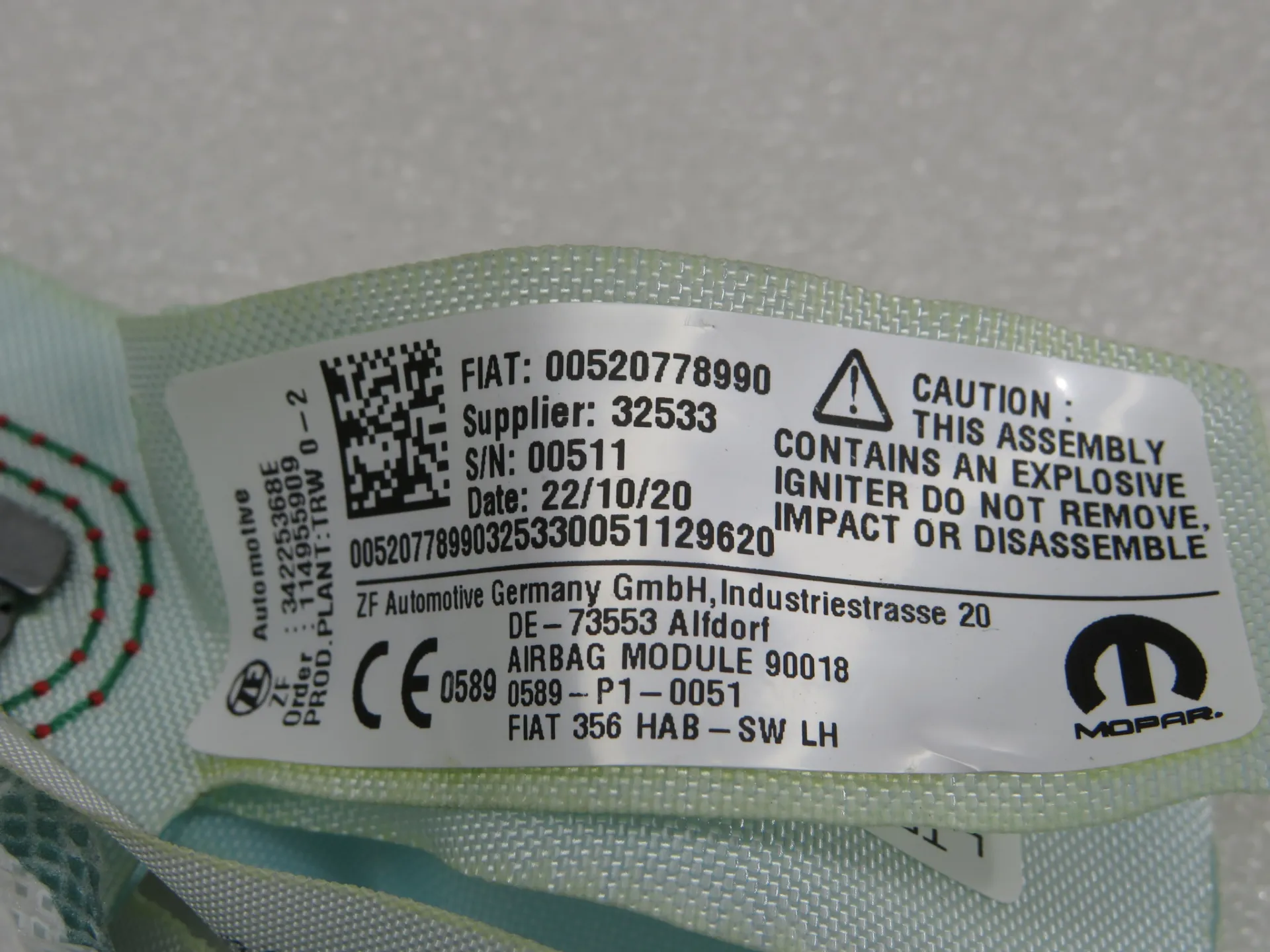 Airbag Rideau Guache FIAT Tipo Hatchback (357_) Imagem-2