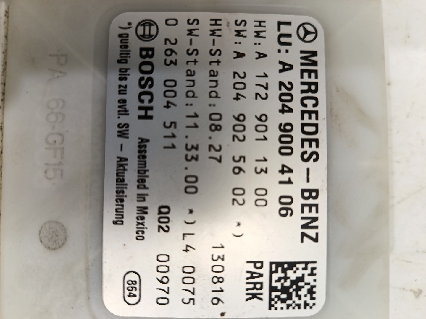 Módulo parking MERCEDES-BENZ Classe C Carrinha (S204) Imagem-2