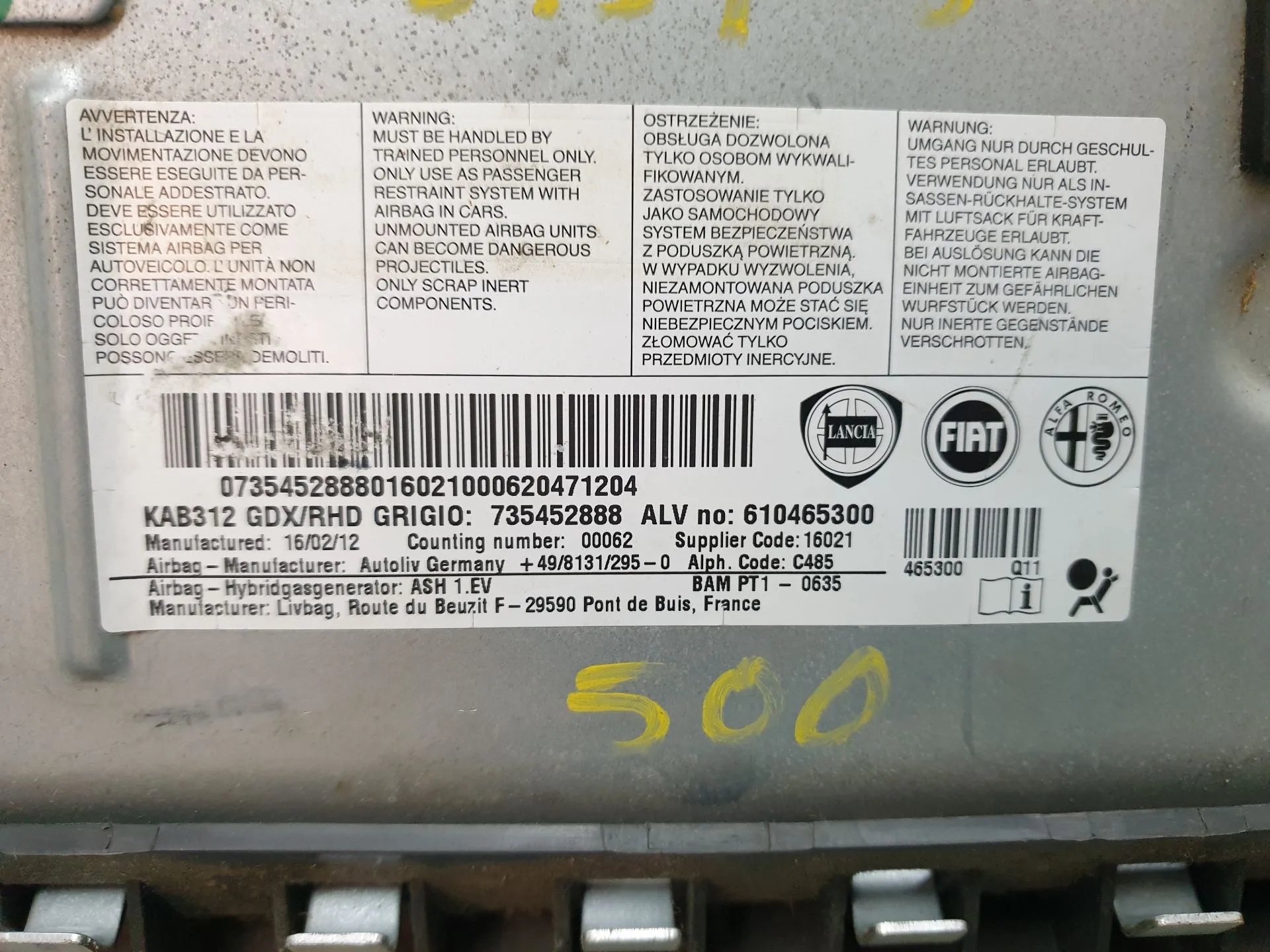 Airbag Rodilla FIAT 500 (312_) Imagem-2