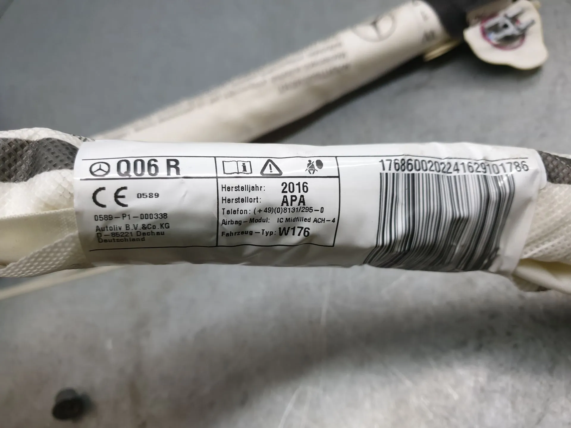 Airbag Rideau Droite MERCEDES-BENZ Classe A (W176) Imagem-1