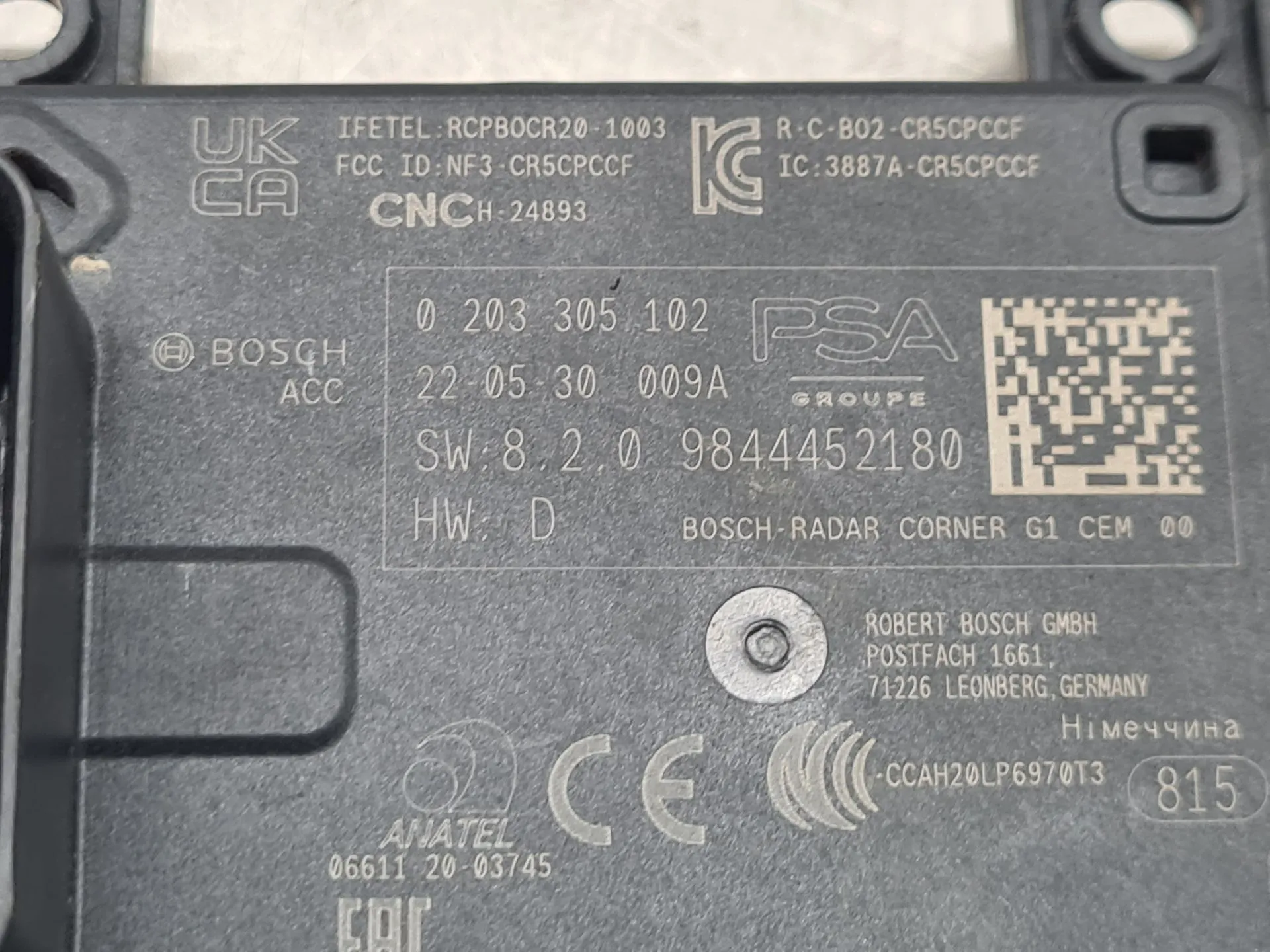 Radar sensor PEUGEOT 308 III Imagem-3