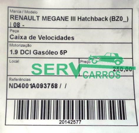 Caja de cambios manual RENAULT Megane III (BZ0_) Imagem-2