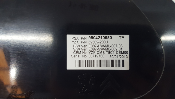 Instrument cluster PEUGEOT 3008 I (0U_) Imagem-2