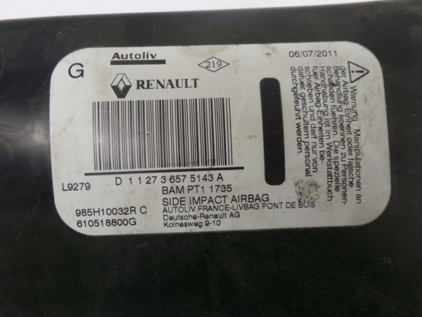 Left Seat Airbag RENAULT Megane III (BZ0_) Imagem-1