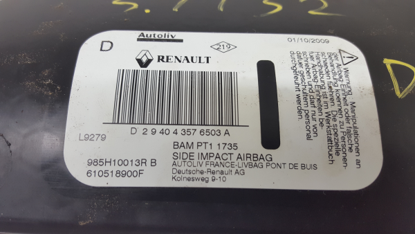 Airbag Destro RENAULT Megane III Coupé (DZ0/1_) Imagem-3