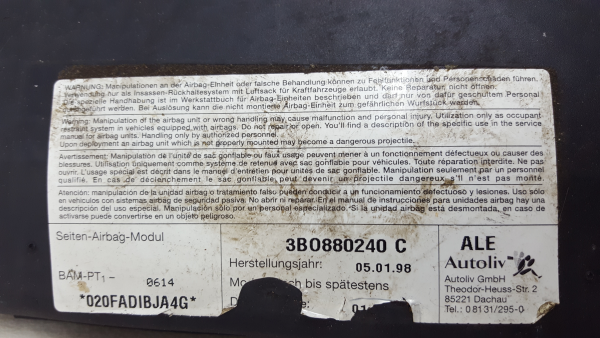 Airbag Destro VOLKSWAGEN Passat Variant (3B5) Imagem-1