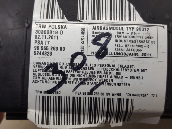 Right Seat Airbag PEUGEOT 308 SW Imagem-4