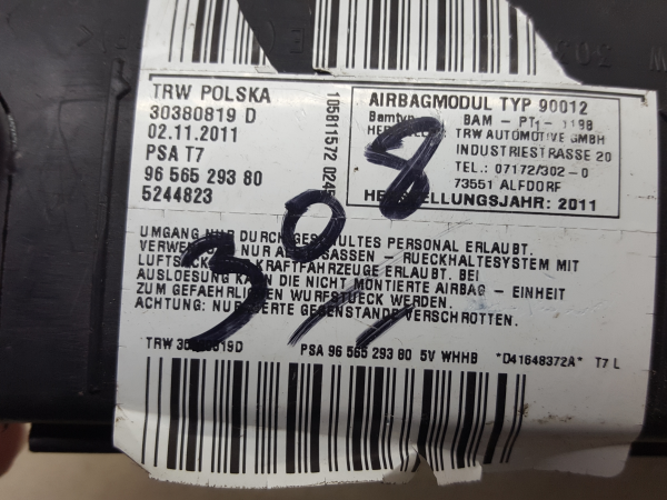 Right Seat Airbag PEUGEOT 308 SW Imagem-5