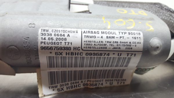 Right Curtain Airbag PEUGEOT 308 (4A_, 4C_) Imagem-2