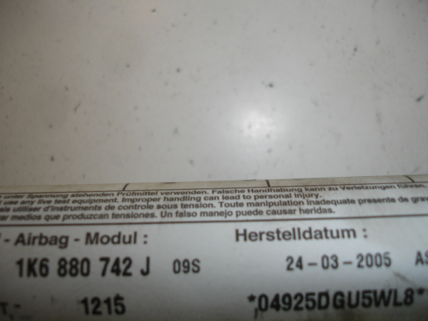 Airbag a Tendina Destra VOLKSWAGEN Golf V (1K1) Imagem-4