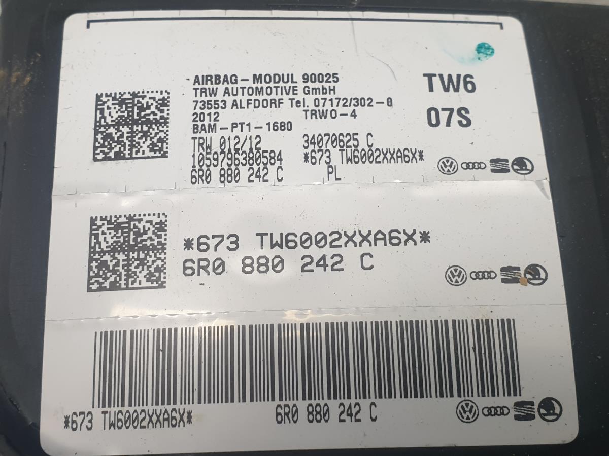 Right Seat Airbag VOLKSWAGEN Polo (6R, 6C) Imagem-2