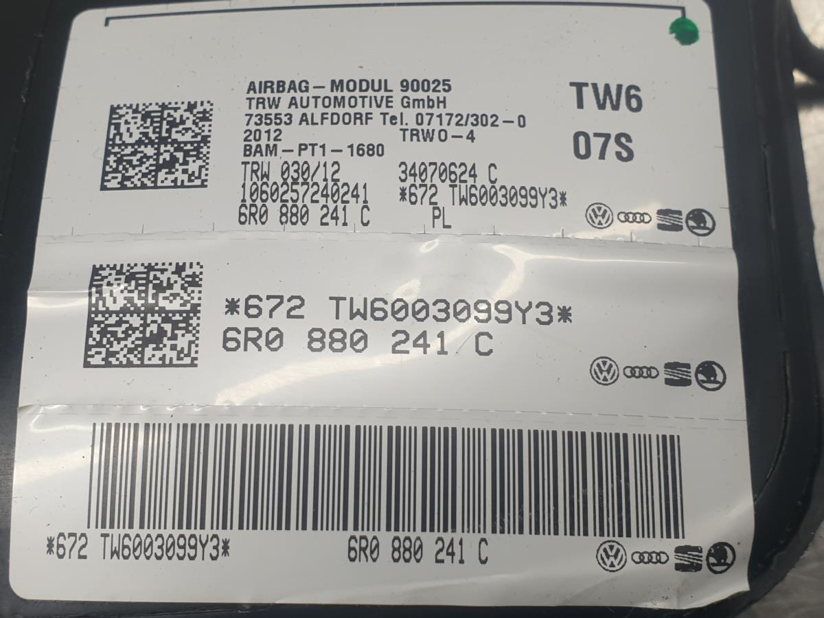 Left Seat Airbag VOLKSWAGEN Polo (6R, 6C) Imagem-2