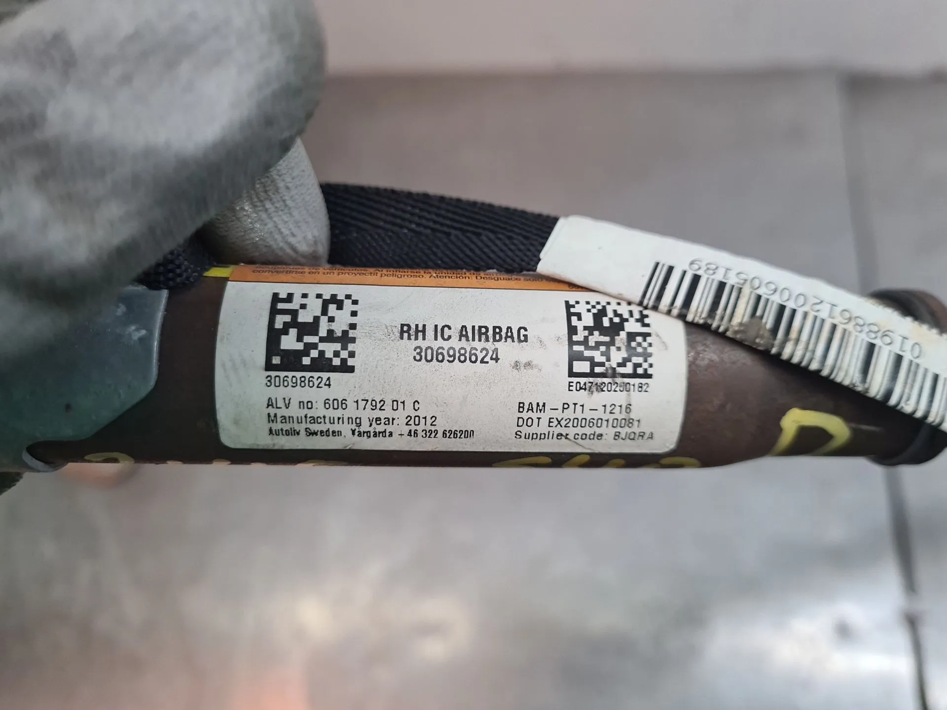 Right Curtain Airbag VOLVO S40 II (MS) Imagem-2