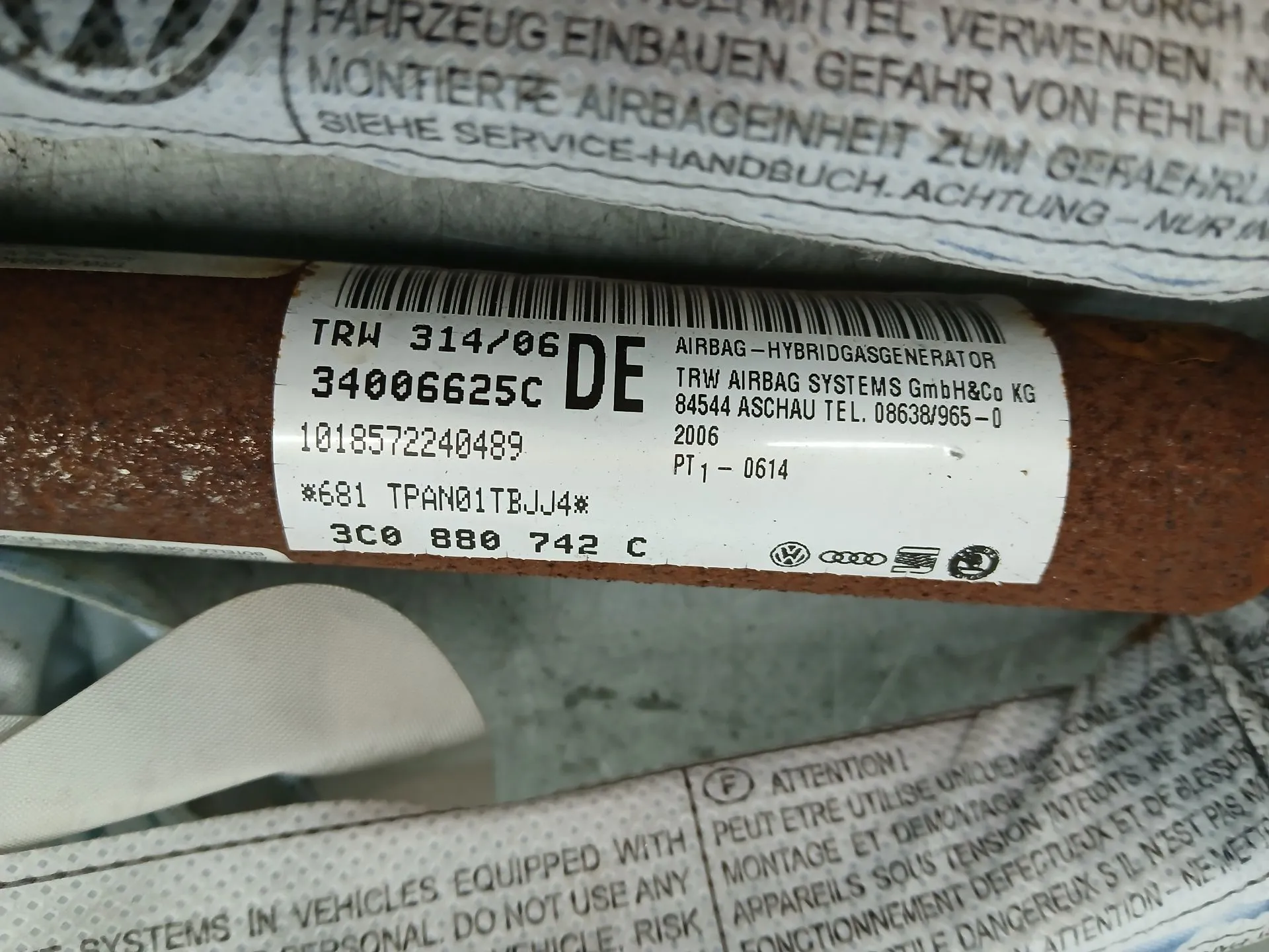 Airbag Rideau Droite VOLKSWAGEN Passat Variant (3C5) Imagem-3