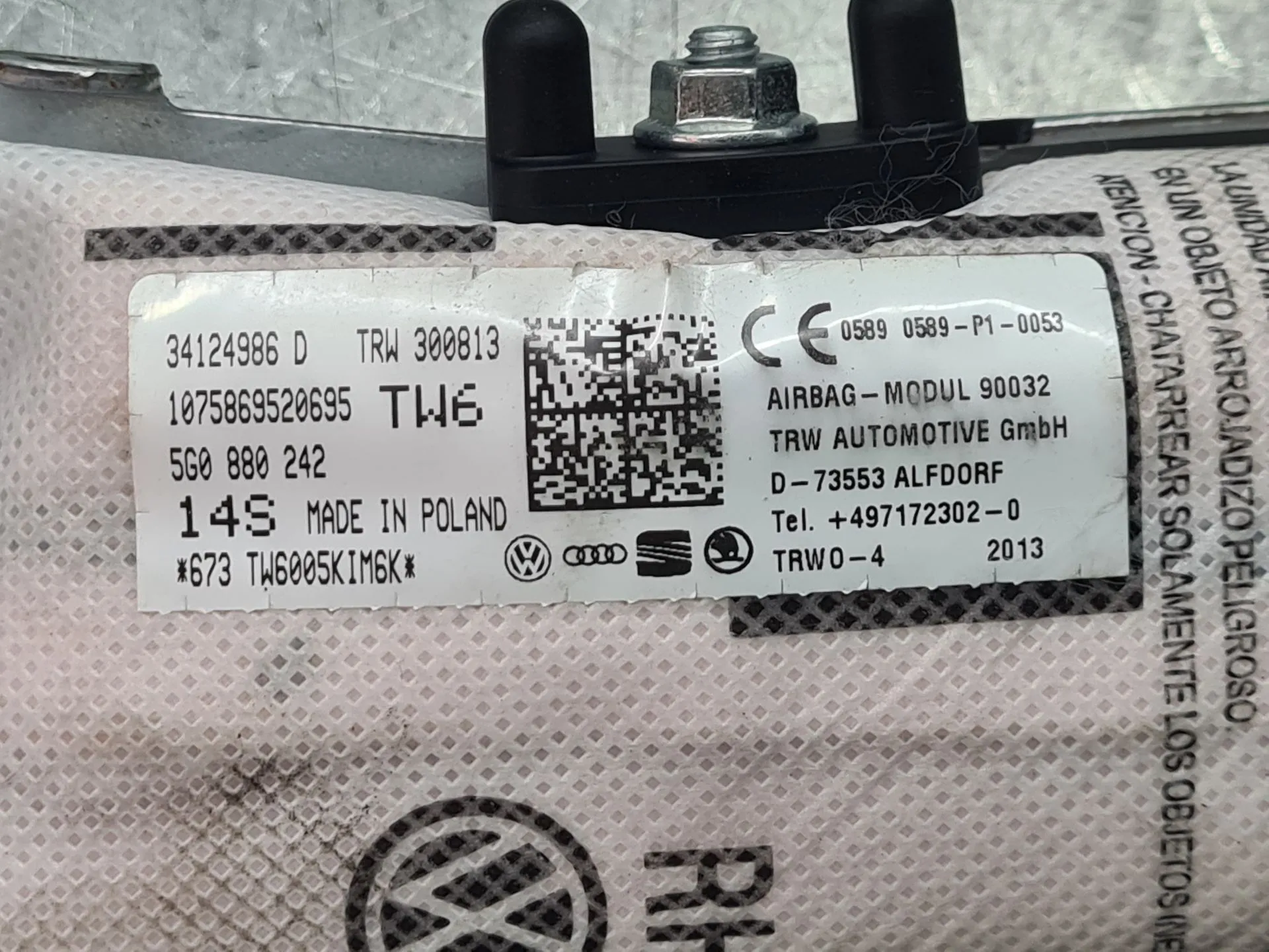 Airbag  Droite VOLKSWAGEN Golf VII (5G1, BQ1, BE1, BE2) Imagem-3