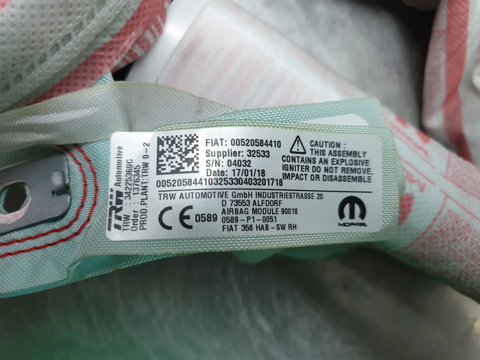 Airbag Cortina Derecho FIAT Tipo Hatchback (357_) Imagem-3