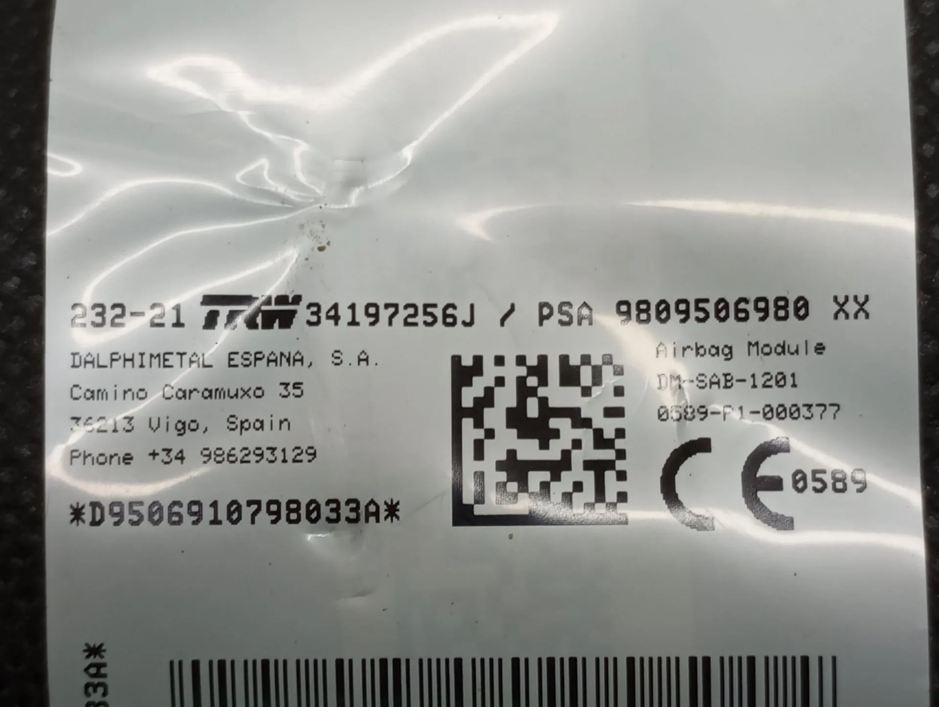 Airbag banco direito PEUGEOT 3008 II (M_) Imagem-2