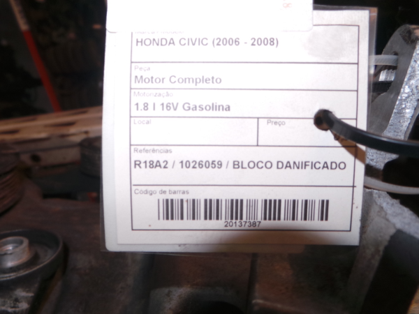 Motor completo HONDA Civic VIII Hatchback (FN_, FK_) Imagem-5