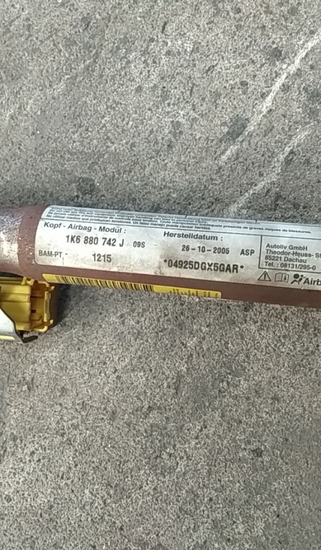 Right Curtain Airbag VOLKSWAGEN Golf V (1K1) Imagem-1