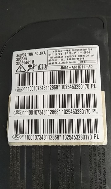 Airbag Guache FORD Focus II (DA_) Imagem-3