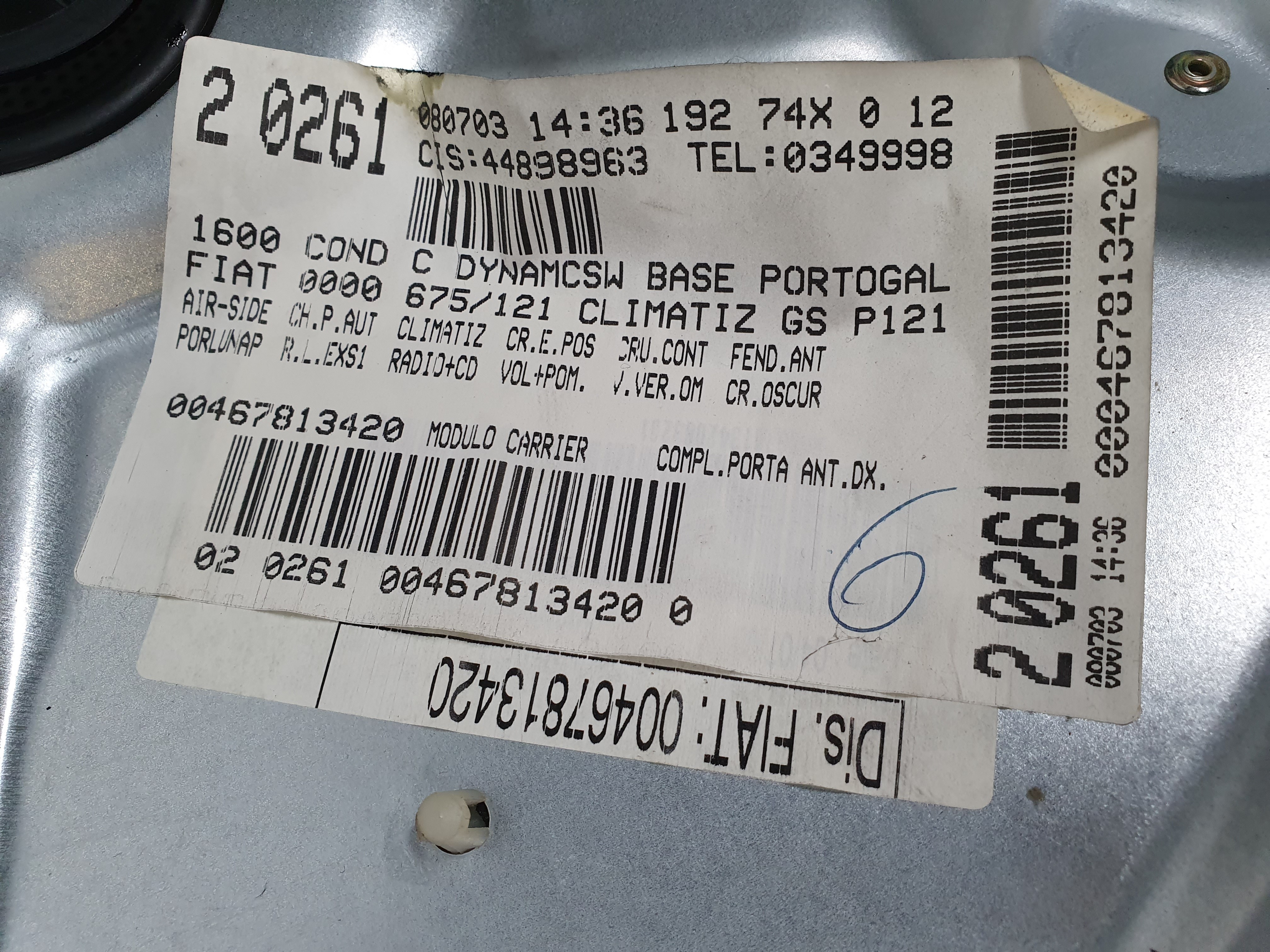 Elevador vidros frente direito FIAT Stilo Multi Wagon (192_) Imagem-1