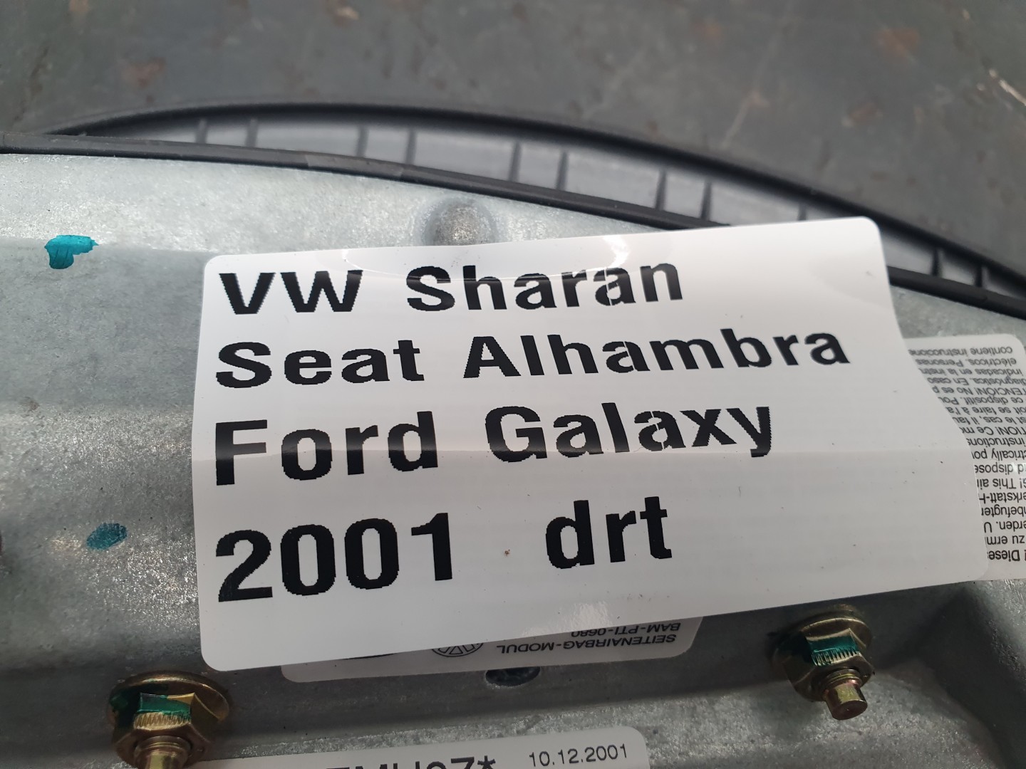 Airbag  Droite VOLKSWAGEN Sharan (7M) Imagem-3