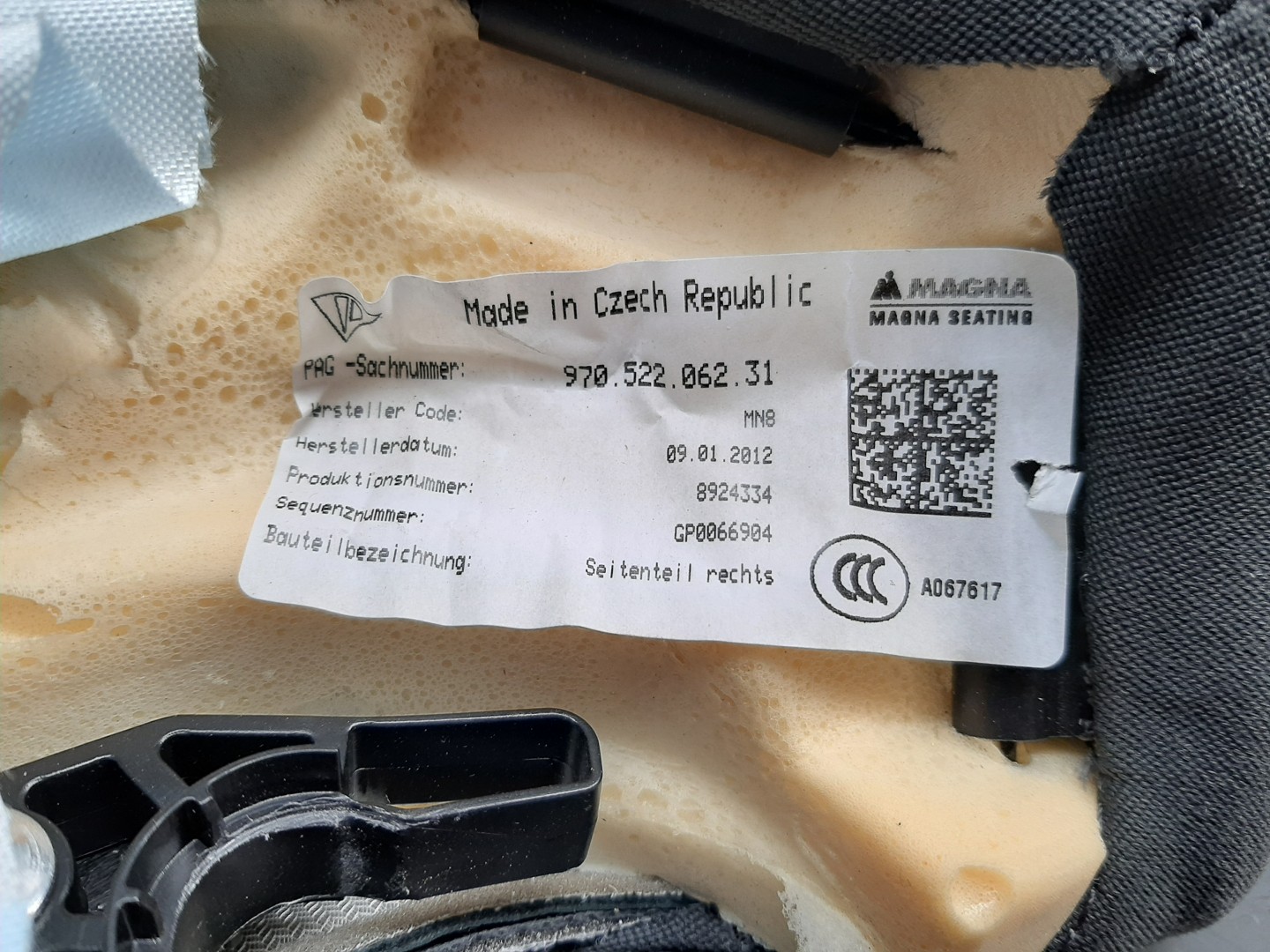 Airbag  Droite PORSCHE Panamera (970) Imagem-1