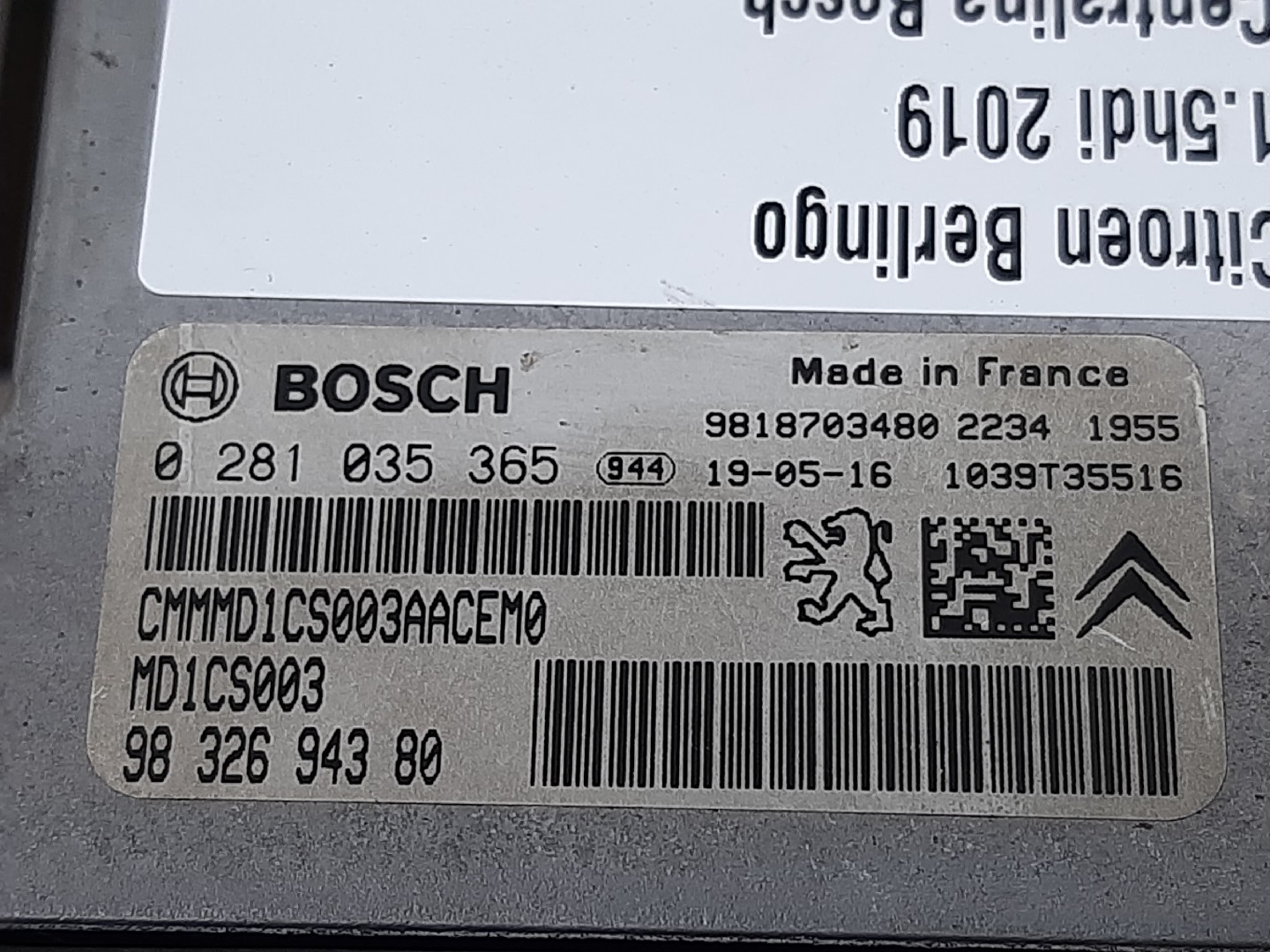 Calculateur /  Unité de contrôle moteur CITROËN Berlingo (K9) Imagem-4