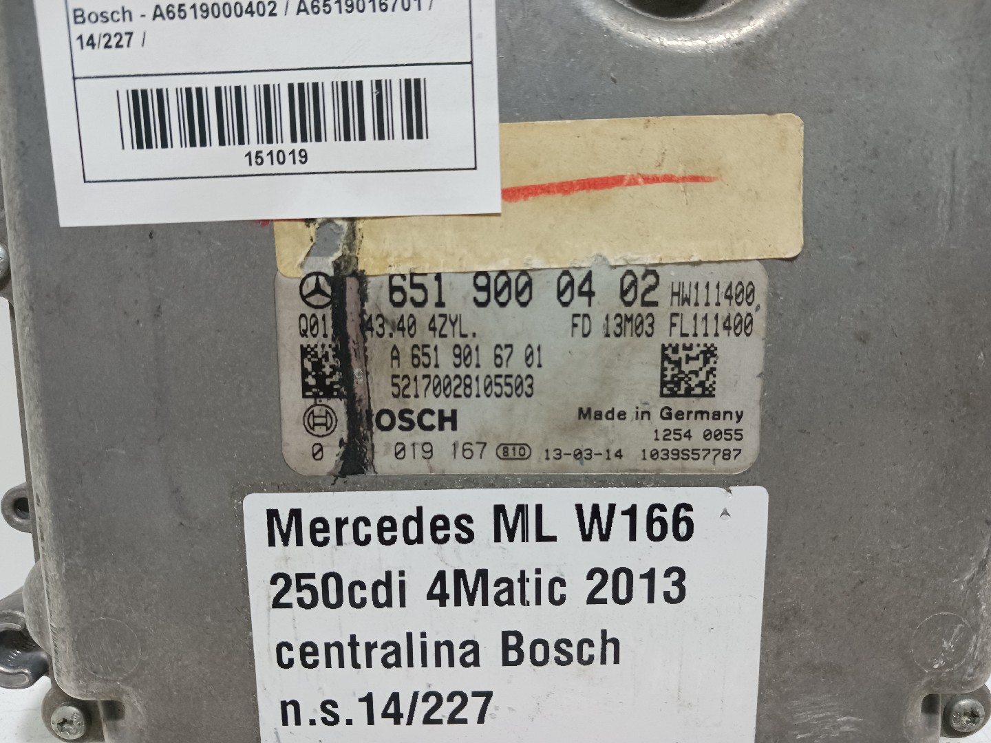 Engine control unit / ECU MERCEDES-BENZ Classe M (W166) Imagem-3