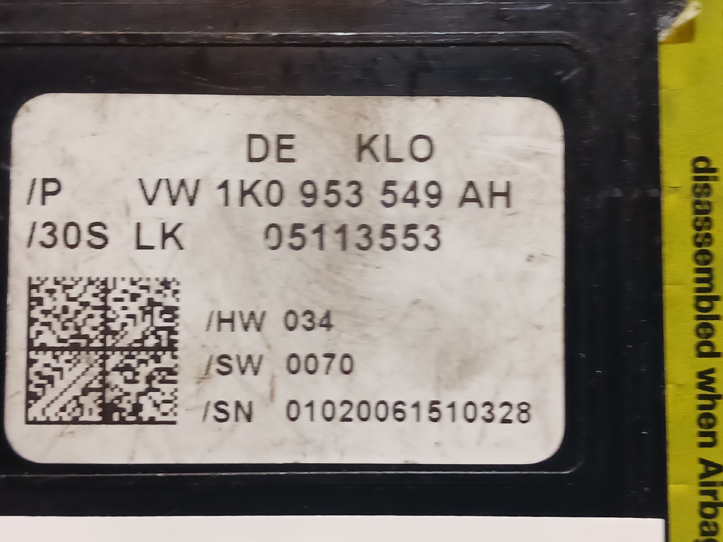 Capteur d'angle de direction VOLKSWAGEN Golf V (1K1) Imagem-2