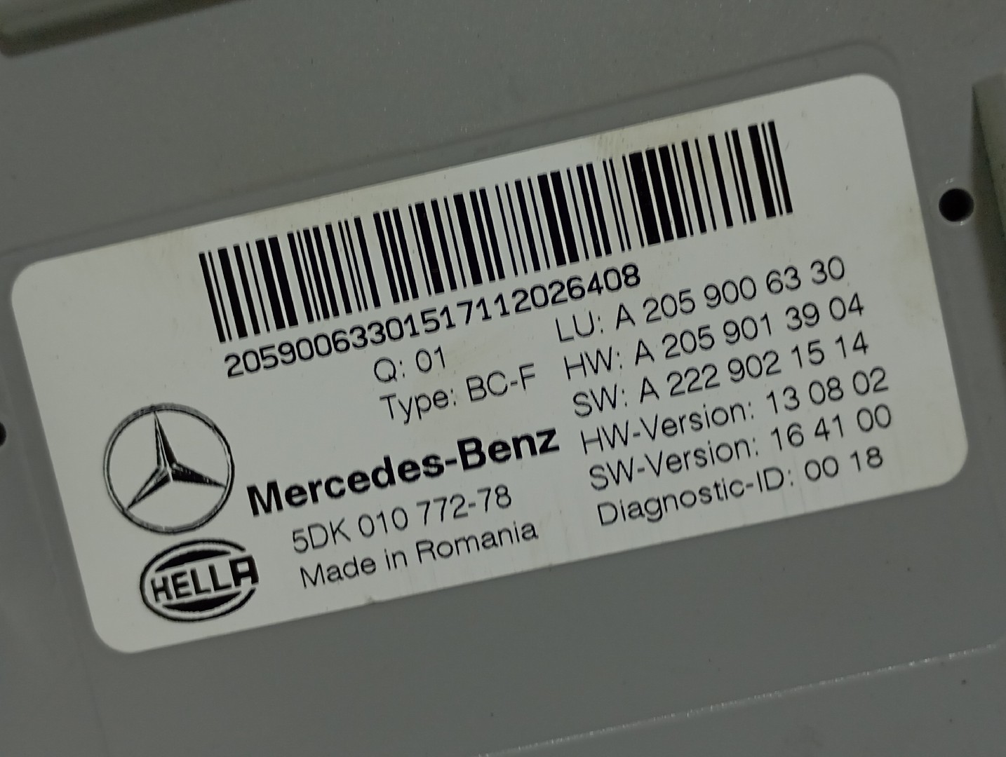 Module générique MERCEDES-BENZ Classe C (W205) Imagem-3