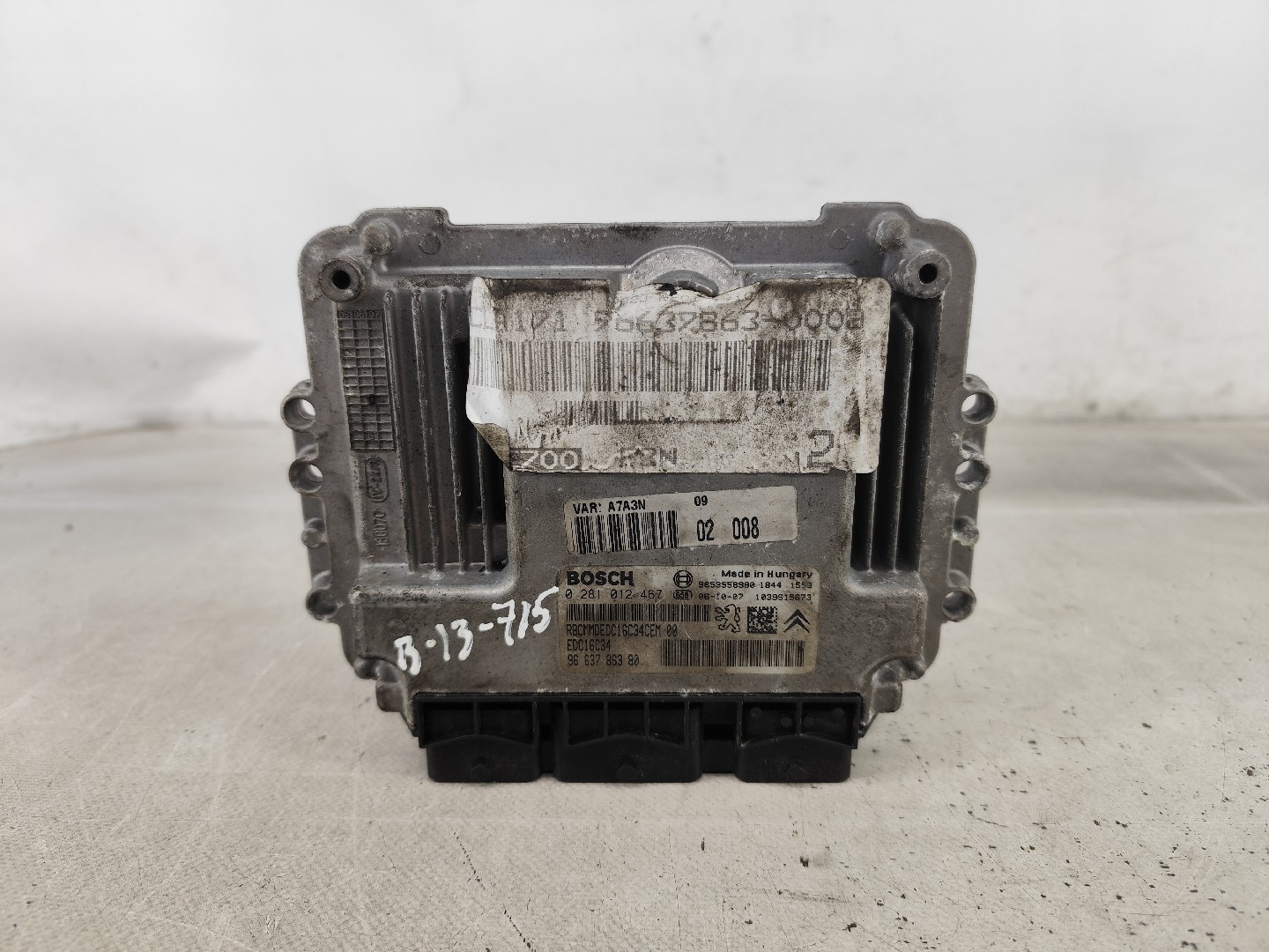 Calculateur Pour PEUGEOT 207 - Référence 9653958980, Occasion En Bon état