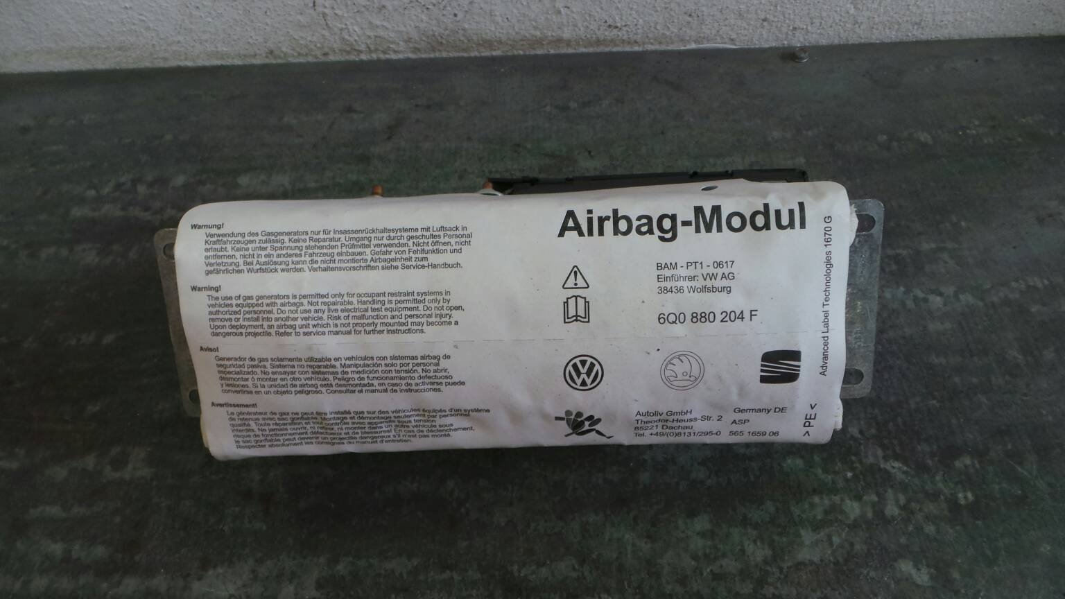 Airbag passageiro SKODA Fabia I Break (6Y5)
