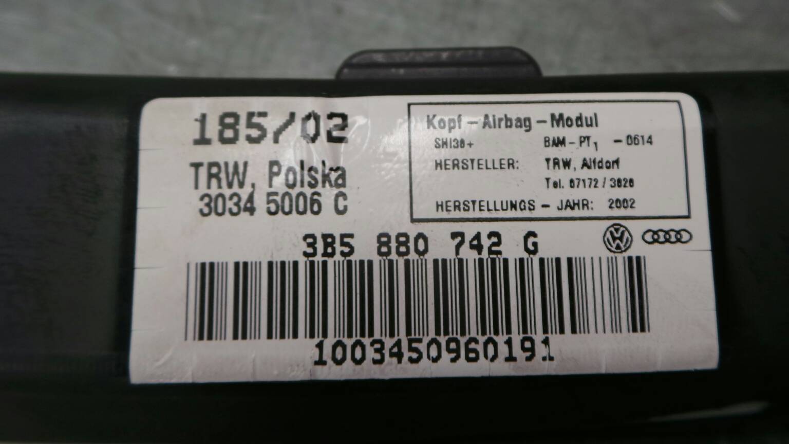 Airbag cortina direito VOLKSWAGEN Passat (3B3) Imagem-2