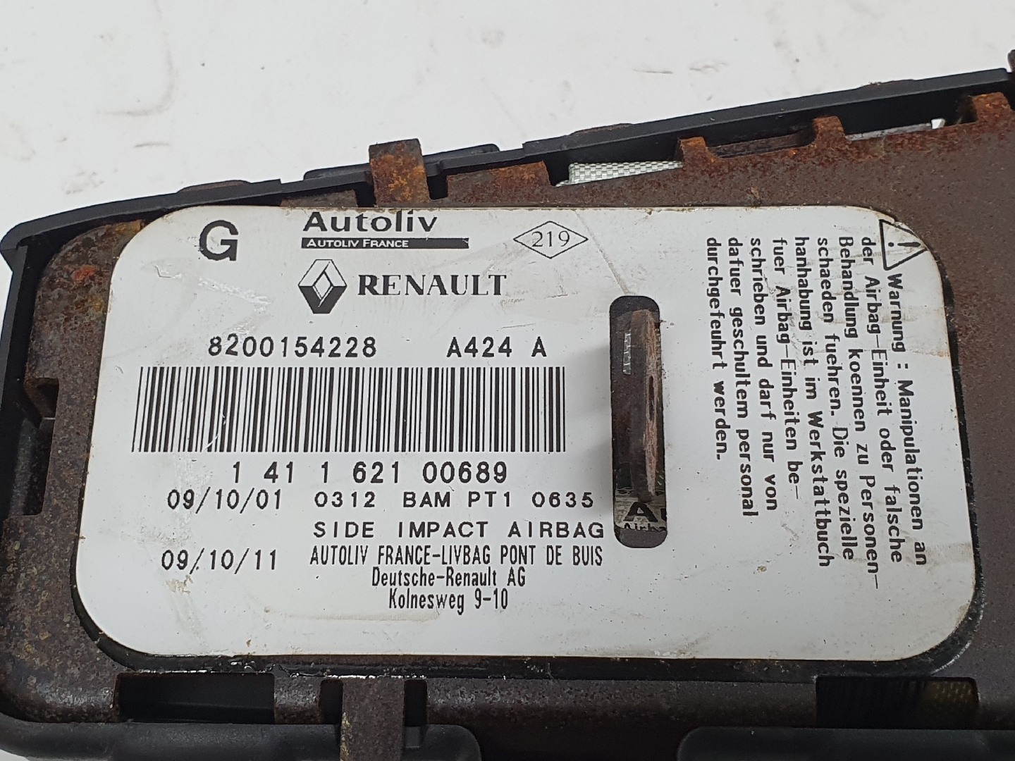 Airbag Banco Esq RENAULT LAGUNA II (BG0/1_) | 01 - 07 Imagem-2 Airbag Banco Esq RENAULT LAGUNA II (BG0/1_) | 01 - 07 Imagem-2