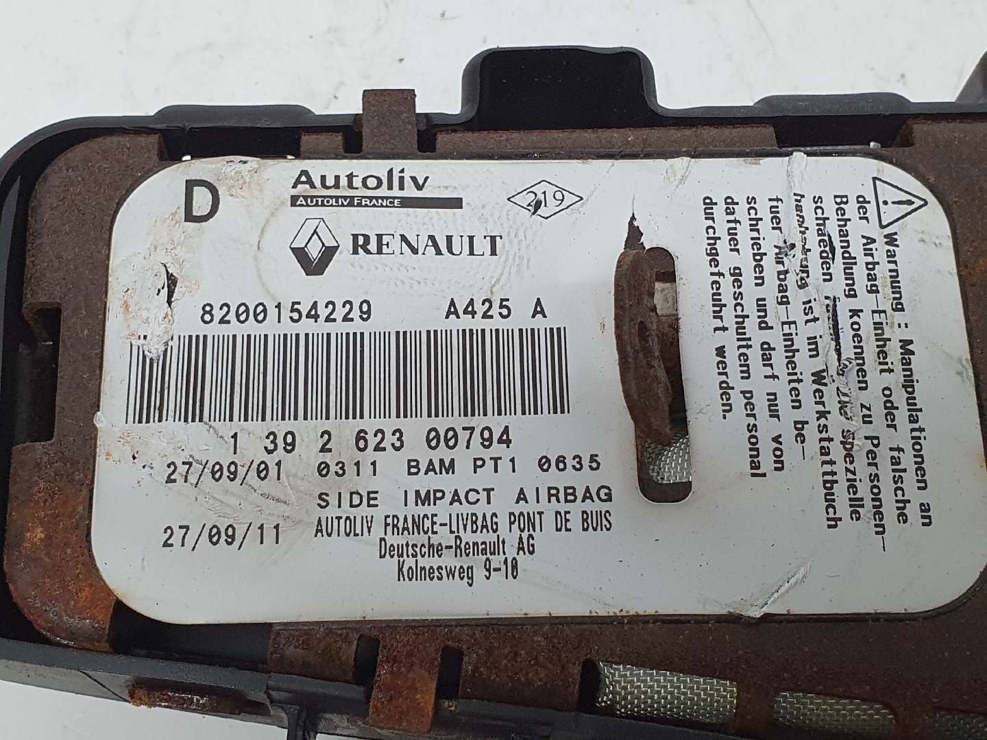 Airbag Banco Dto RENAULT LAGUNA II (BG0/1_) | 01 - 07 Imagem-1 Airbag Banco Dto RENAULT LAGUNA II (BG0/1_) | 01 - 07 Imagem-1