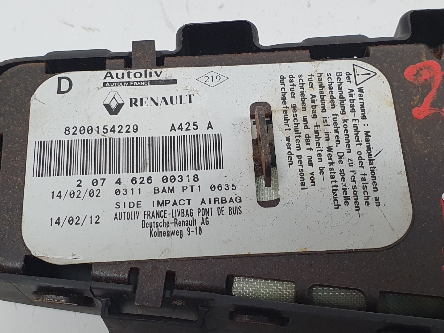 Airbag Banco Dto RENAULT LAGUNA II (BG0/1_) | 01 - 07 Imagem-1 Airbag Banco Dto RENAULT LAGUNA II (BG0/1_) | 01 - 07 Imagem-1