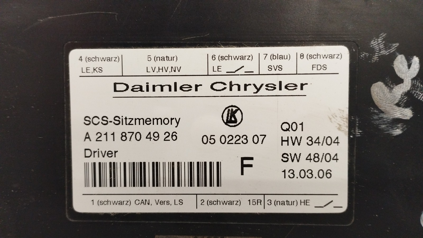 Left Seat Memory Module MERCEDES-BENZ CLS (C219) | 04 - 11 Imagem-1