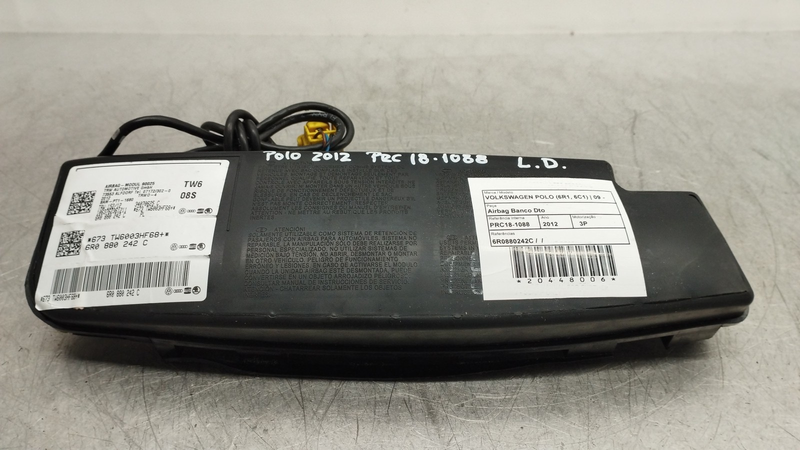 Airbag de siège droit passager  VOLKSWAGEN POLO (6R1, 6C1) | 09 -  Imagem-1